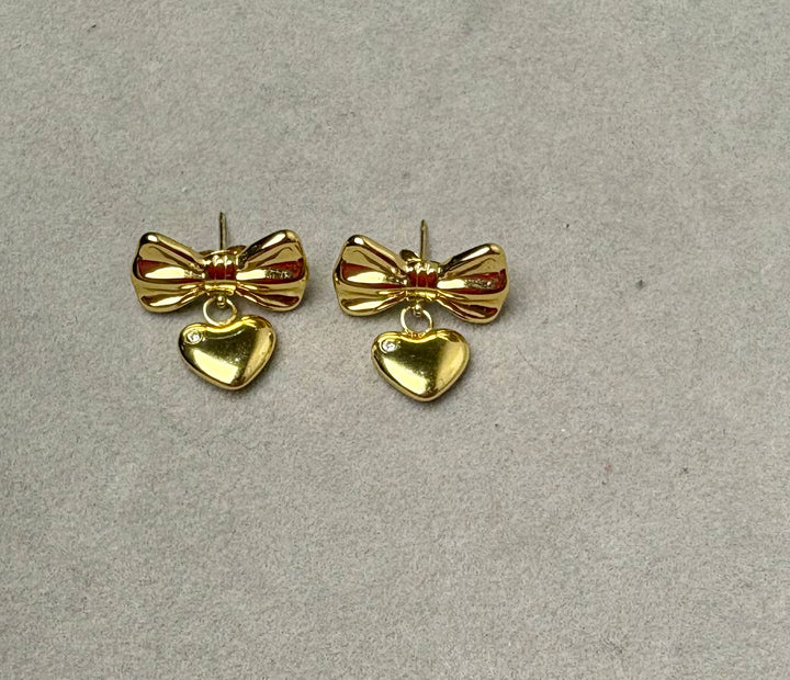 Bow Heart Earrings